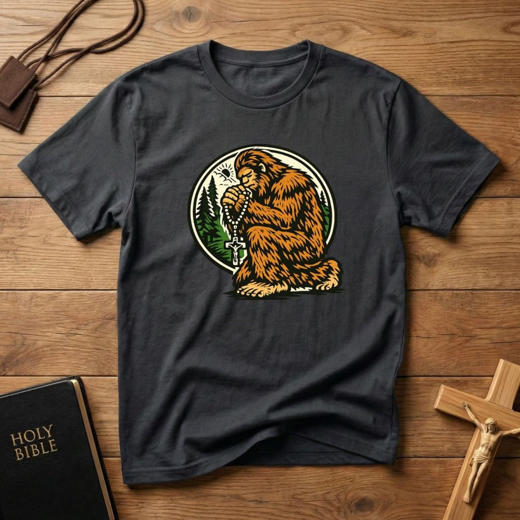 Bigfoot Praying T-Shirt - Tees to the Kingdom
