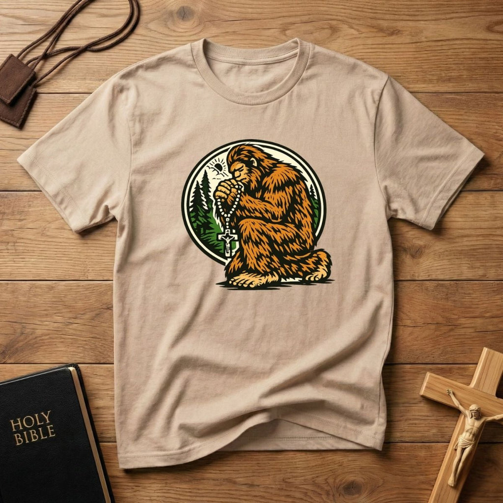 Bigfoot Praying T-Shirt - Tees to the Kingdom
