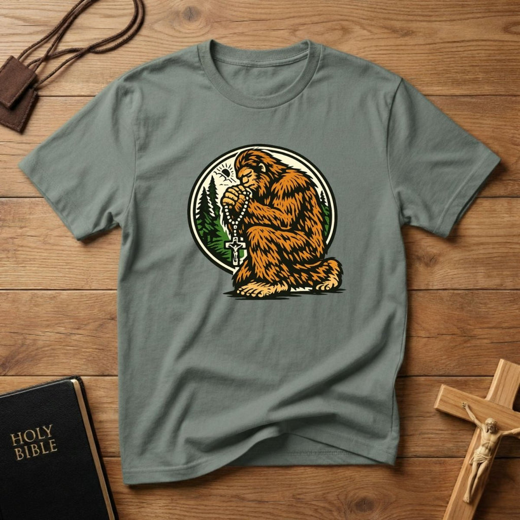 Bigfoot Praying T-Shirt - Tees to the Kingdom