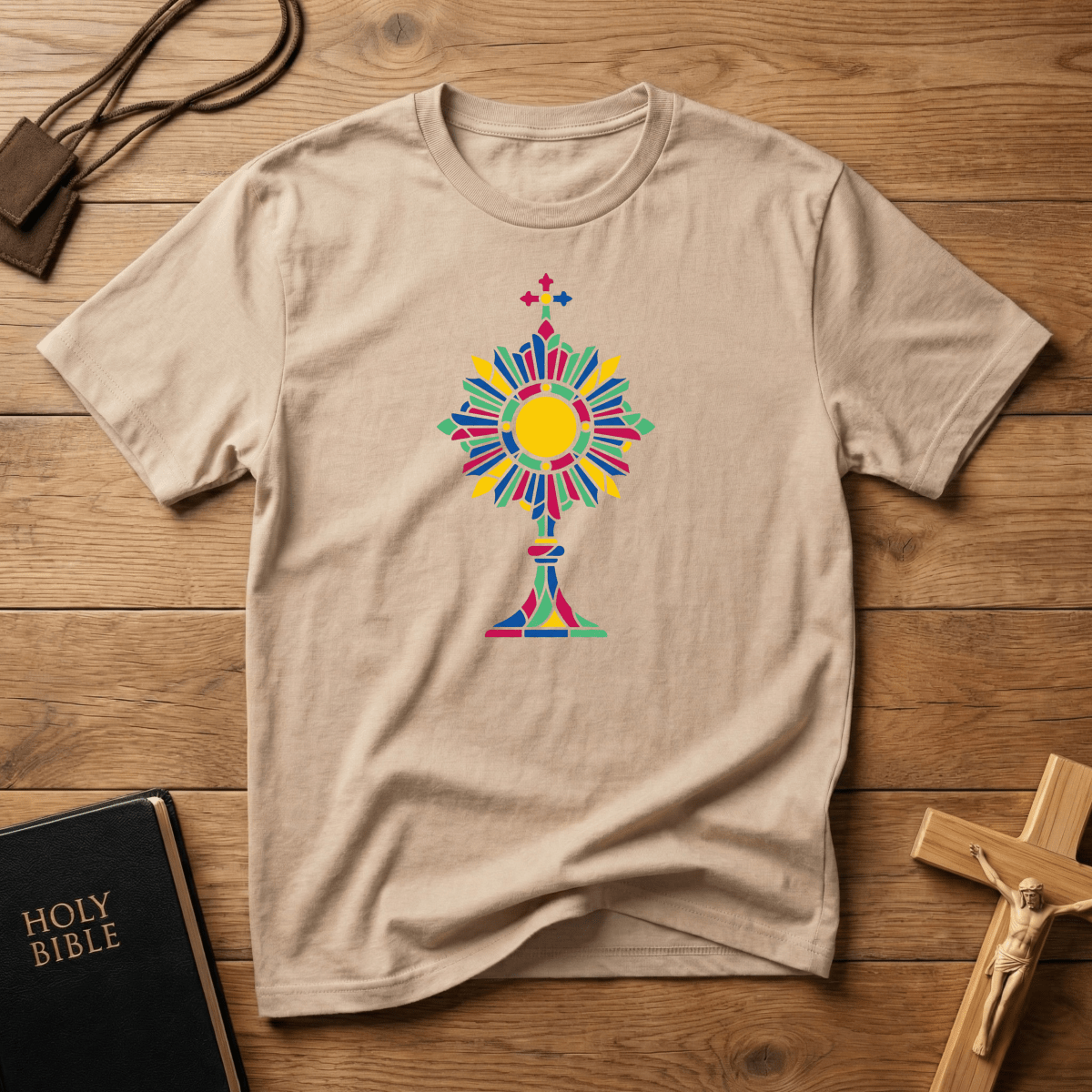 Eucharist Monstrance Stained Glass T-Shirt - Tees to the Kingdom