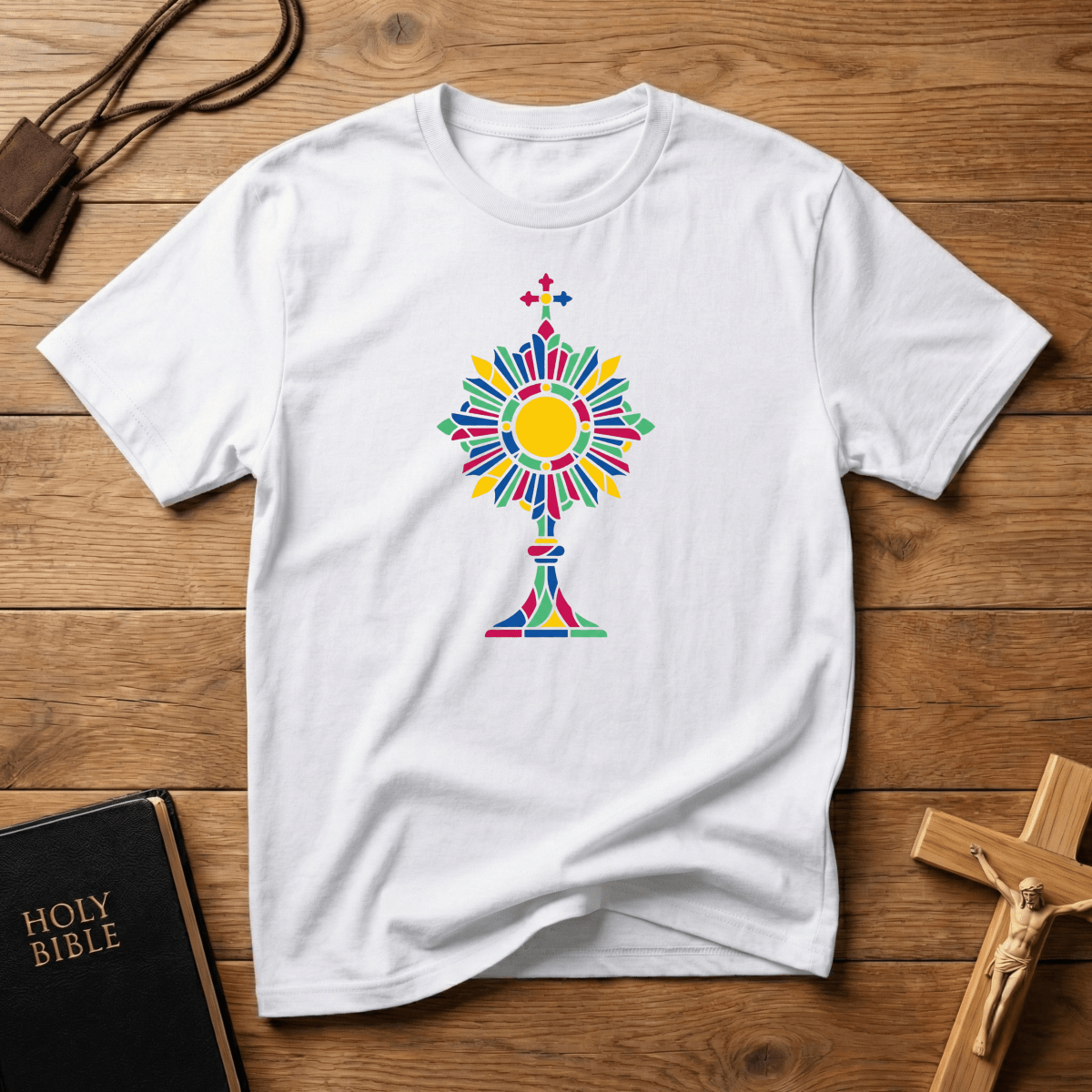 Eucharist Monstrance Stained Glass T-Shirt - Tees to the Kingdom