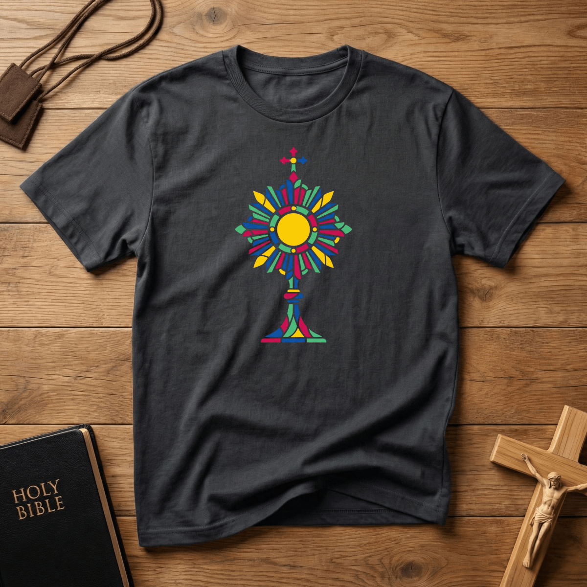 Eucharist Monstrance Stained Glass T-Shirt - Tees to the Kingdom