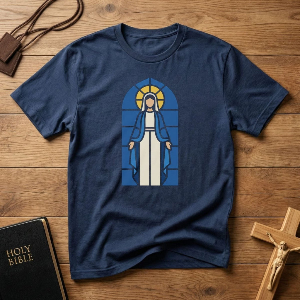 Stained Glass Mama Mary T-Shirt - Tees to the Kingdom