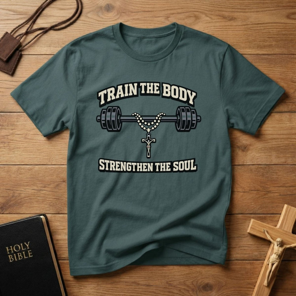 Train the Body Strengthen the Soul T-Shirt - Tees to the Kingdom